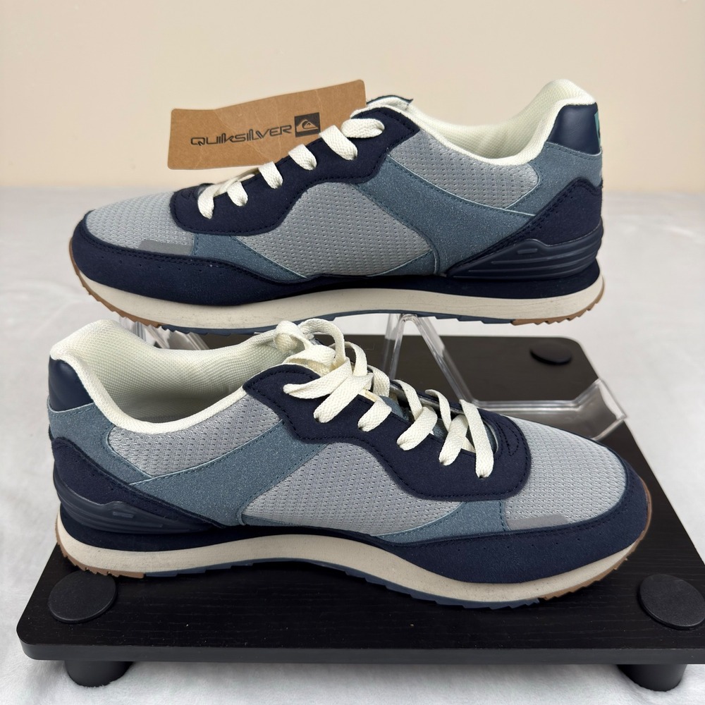 Quiksilver Beaumont Mens Sneakers Blue Grey Mesh PU Shoes CQ10115M Size 11 New